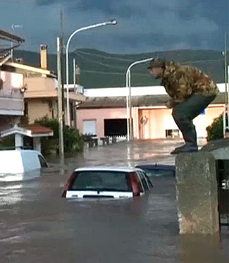 Flooded Sardinia street