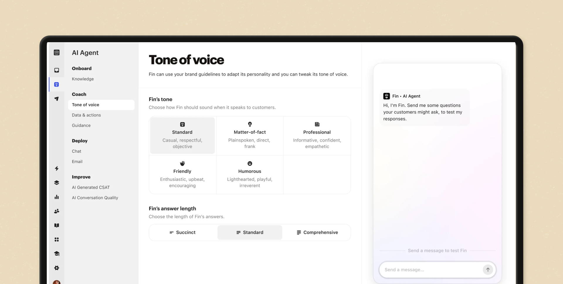 Intercom product screen
