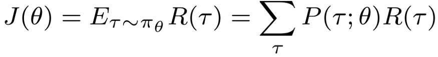 Objective function, with state-action trajectories being generated proportional to stochastic policy.