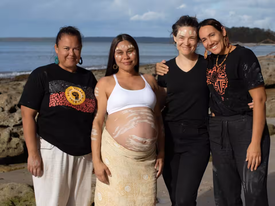 Pregnant mother Alisha with some of the Waminda Midwives in Nowra NSW