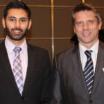 2014 Business Studies Award Winner Rohith Manhas with BCCIE Director, Communications and Programs Colin Doerr
