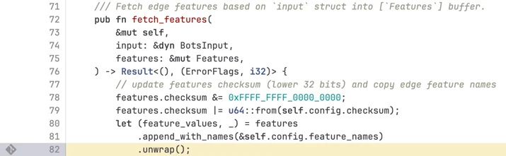 code that generated the error