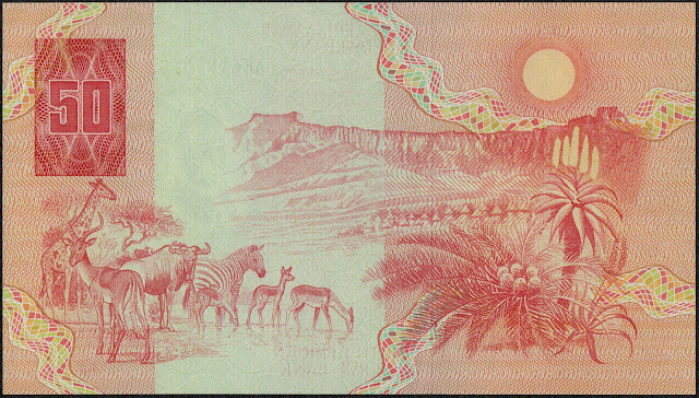 South African Currency 50 Rand banknote 1984 South African animals South African Currency 50 Rand banknote 1984 South African animals