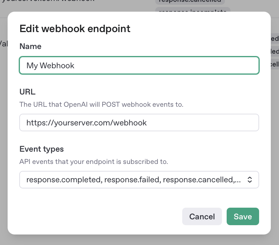 webhook endpoint edit dialog