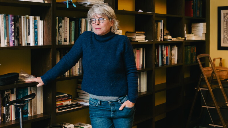 Jill Lepore, professor of American History and Law, poses for a portrait in her office at Harvard University in Cambridge, Massachusetts. Monday, November 4, 2024.