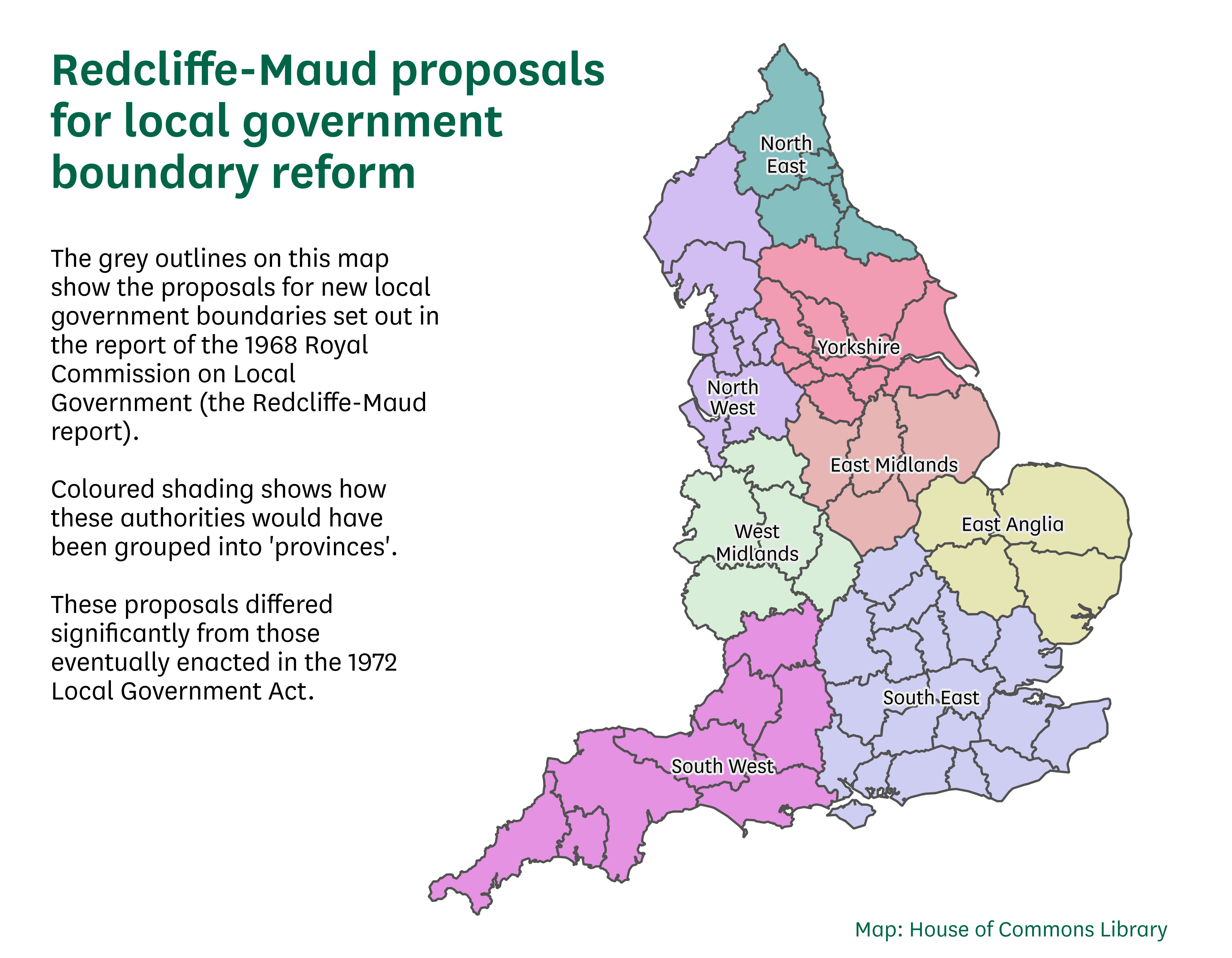 Redcliffe-Maud proposals for local government boundary reform.