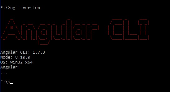 Angular CLI version output