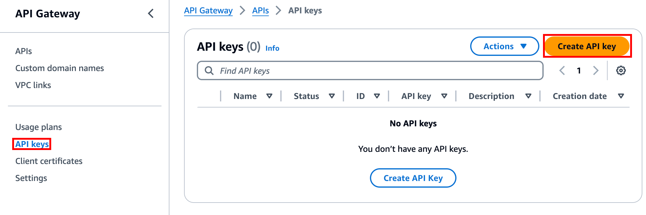 Create API keys for usage plans