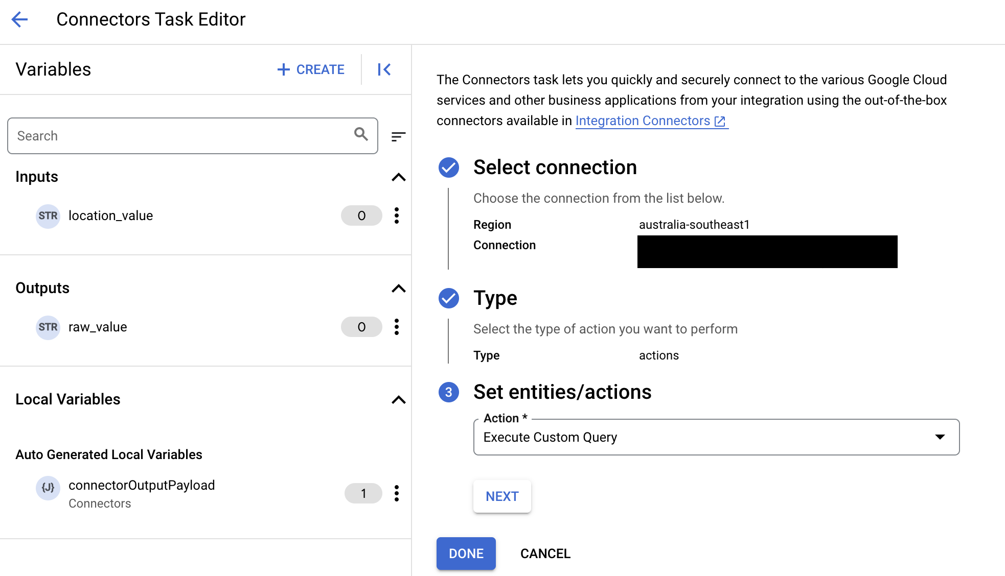 Immagine che mostra execute-custom-query-action