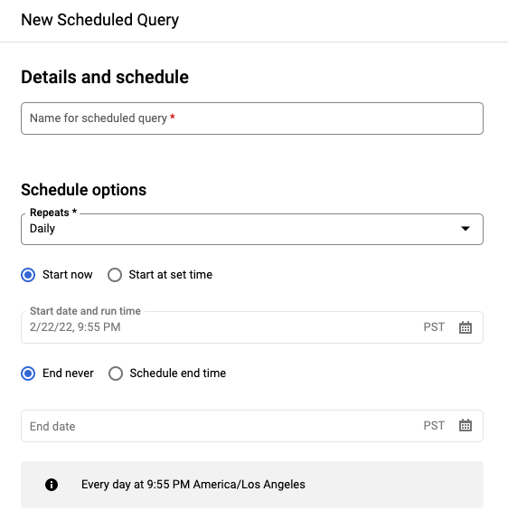 Nuevo panel de consultas programadas.