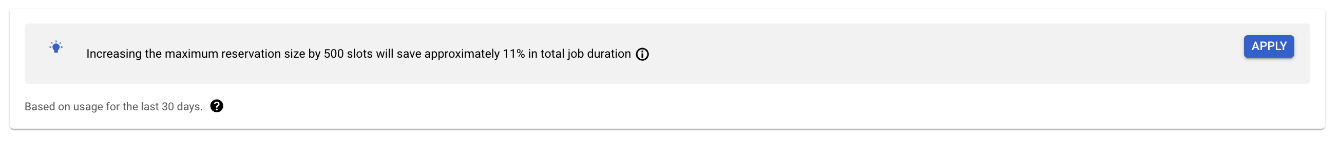 Suggerimento di prenotazione del motore per suggerimenti di slot nella
consoleGoogle Cloud .