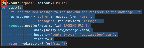 אחרי שבוחרים בלוק קוד ב-VS Code, מופיע סמל הנורה של הפעולות החכמות.