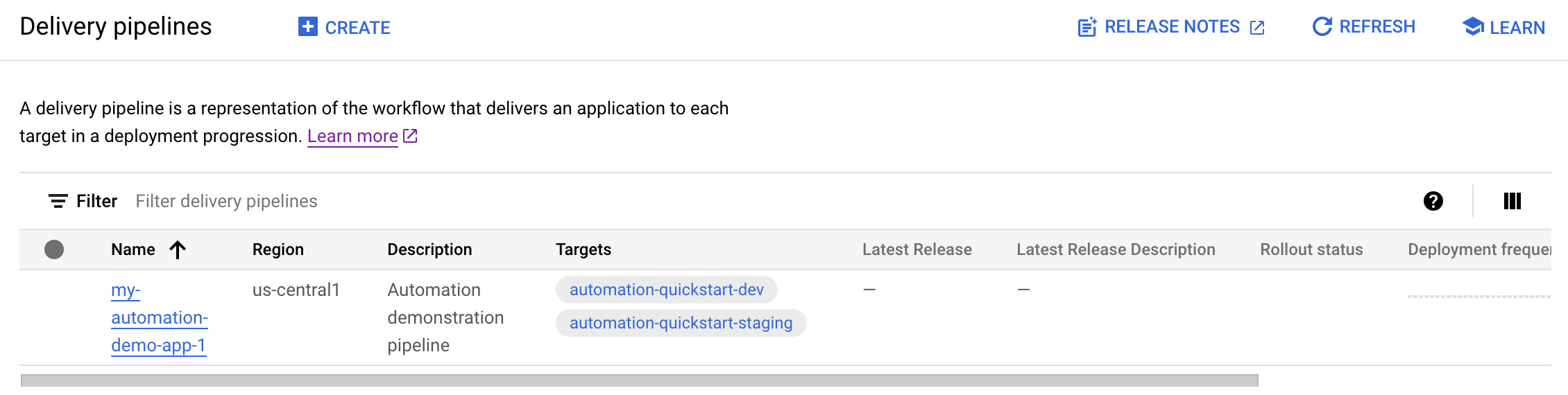 Visualización del flujo de procesamiento de entrega en la consola Google Cloud