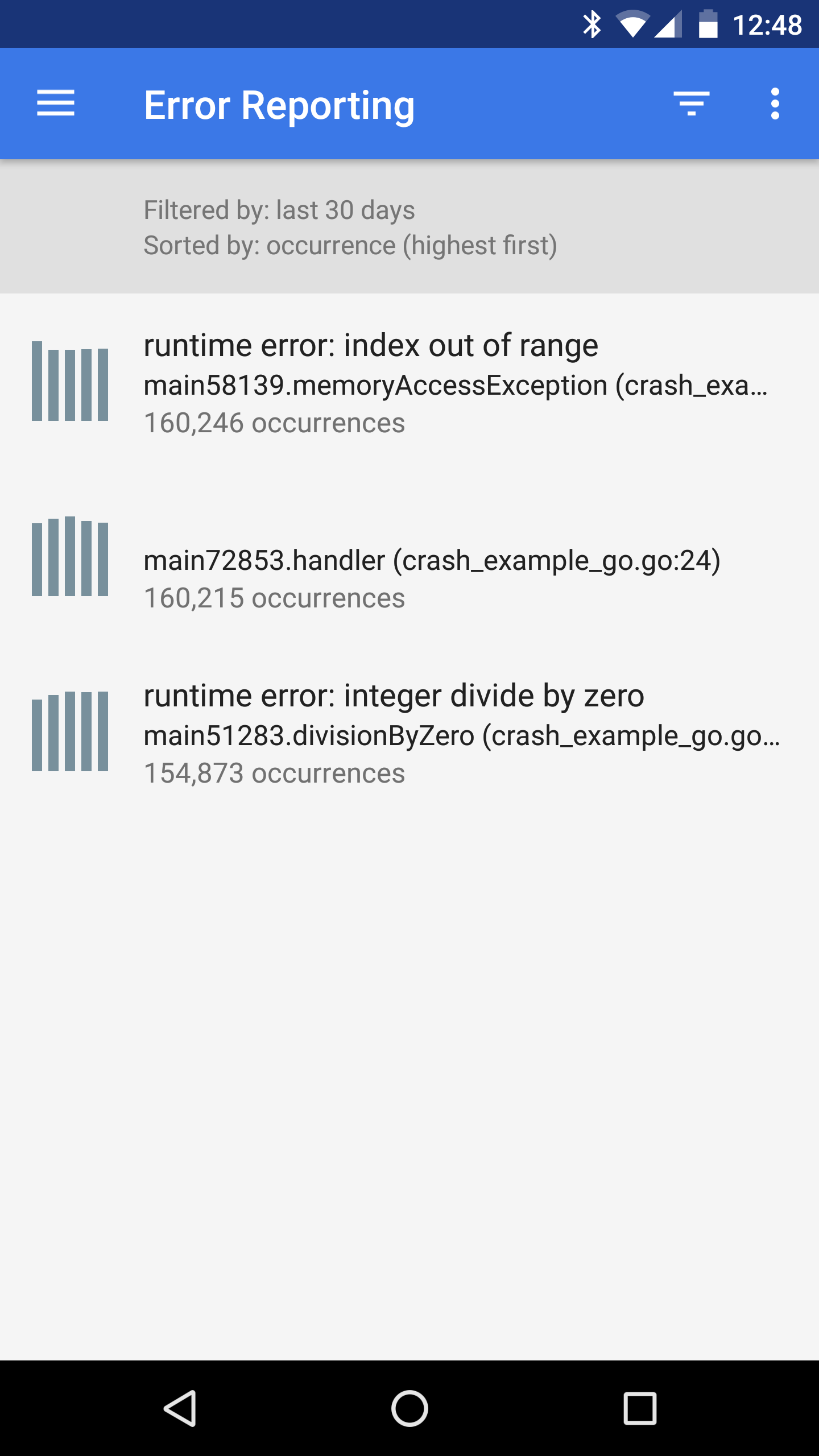 Page principale de l'application mobile.