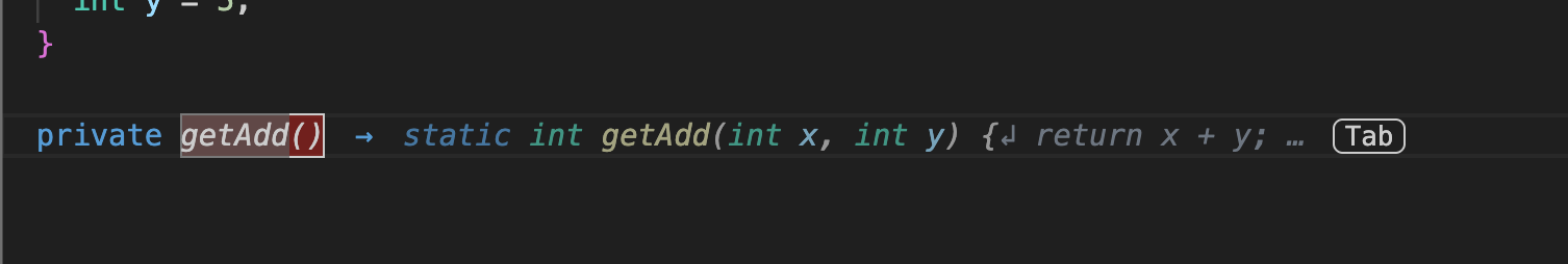 L'utente inserisce la previsione della modifica successiva in Gemini Code Assist di VS Code.