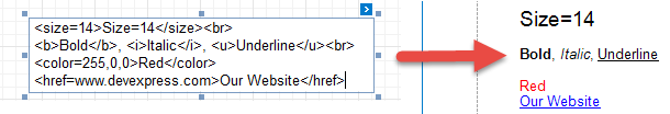 report - label - allowmarkuptext