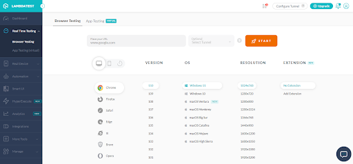 Real Time Browser Test Console