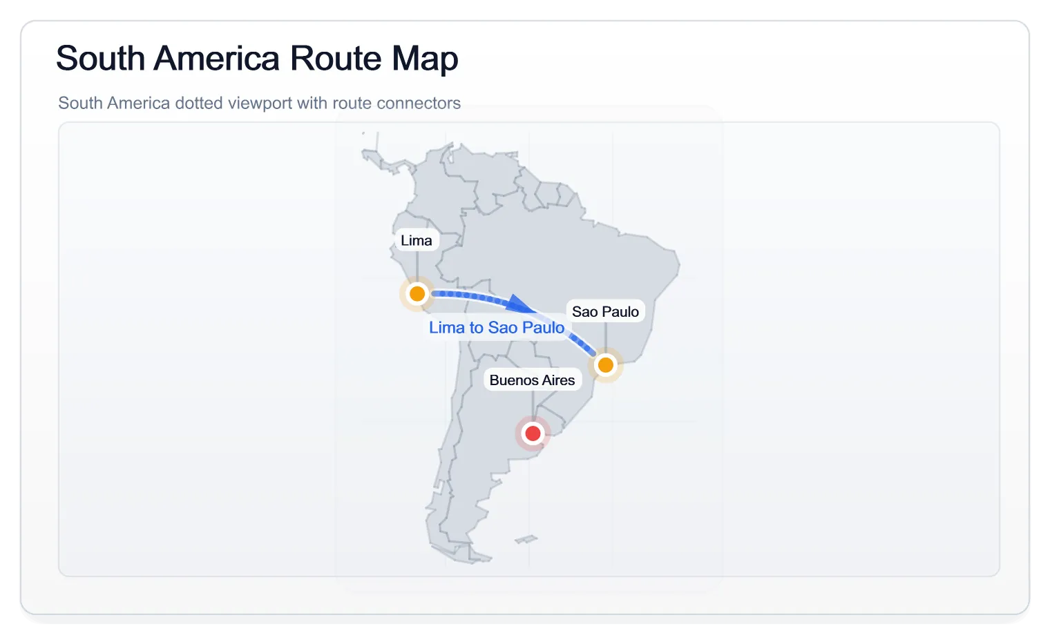 Map South America Route Light, generated by ChartForgeX