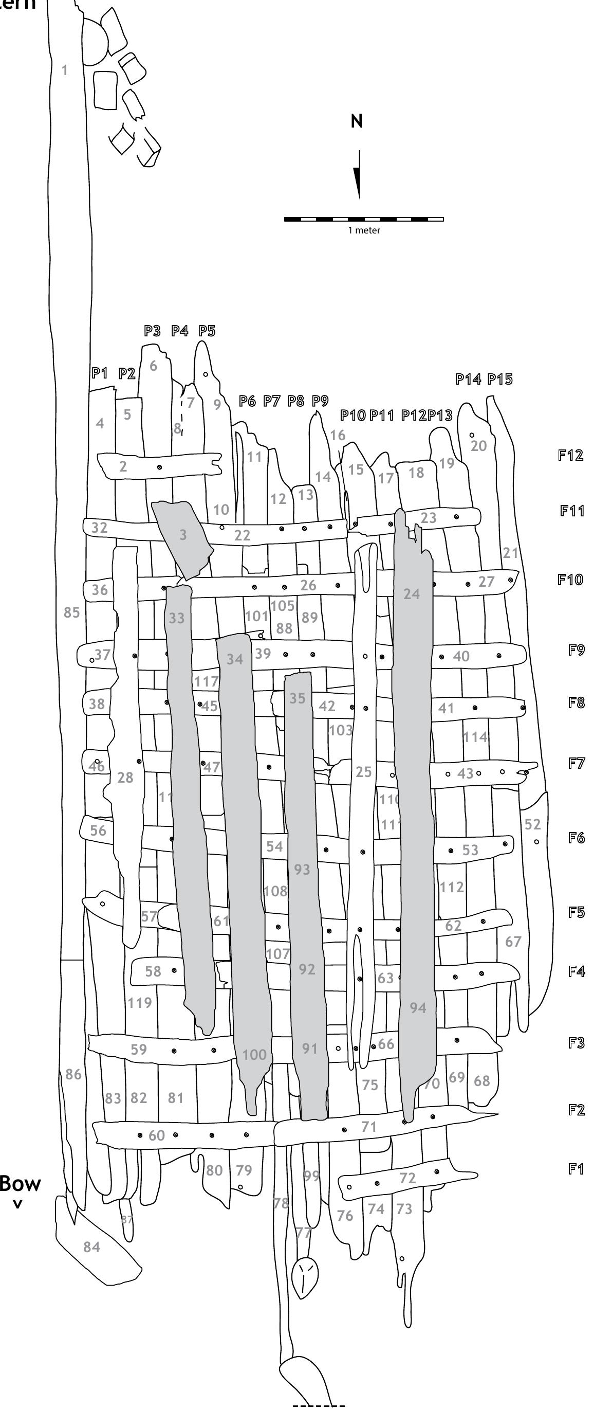 Fig. 5.22: M6énchgut 92, site plan, ceiling planks are highlighted in grey.
