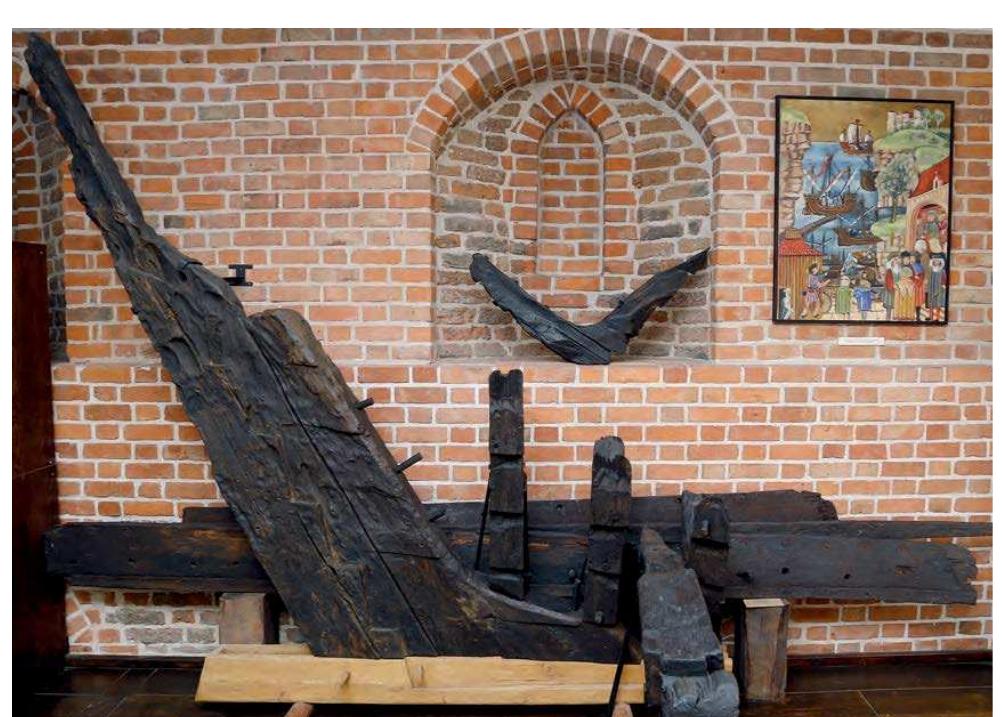 Fig. 32: Inner sternpost and knee of the W-5 wreck at display at the National Maritime Museum, Gdansk. Photo: B. Galus (Litwin, 2014:180).