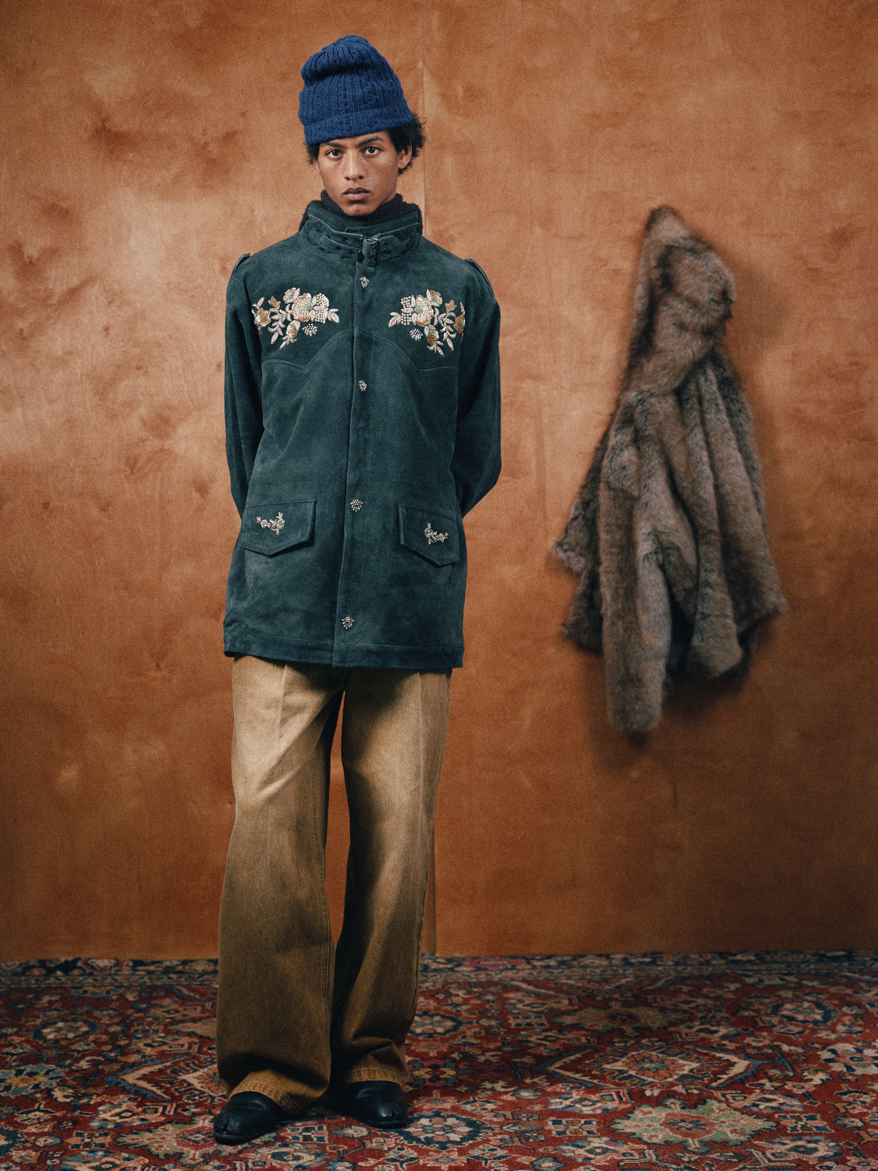 Hand Embroidered Suede M65 Jacket