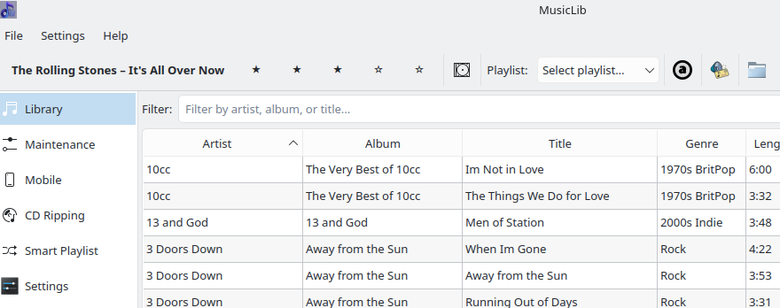 MusicLib main window screenshot