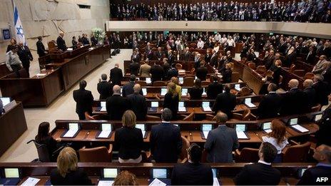 Inauguration session of the new Knesset in February 2013