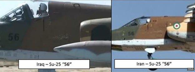 Image released by IISS showing jet serial numbers