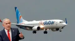 Benjamin Netanyahu and FlyDubai plane