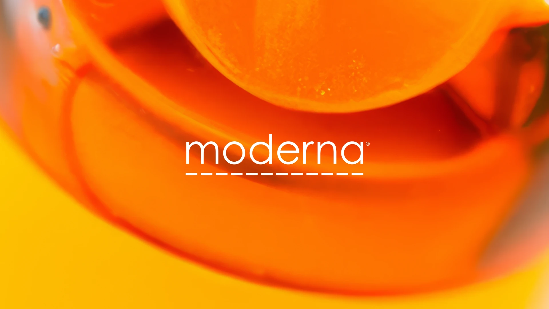 Moderna logo overlaid on abstract photo