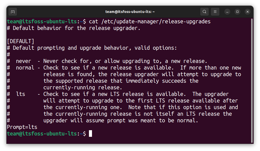 Prompt is set to LTS