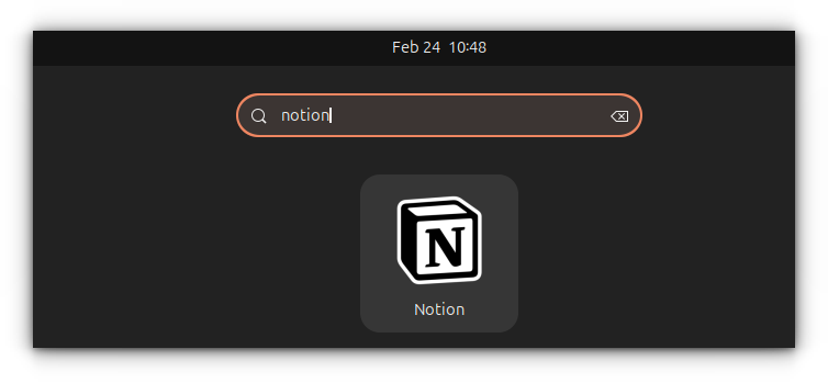 Open Notion from Ubuntu Activities Overview