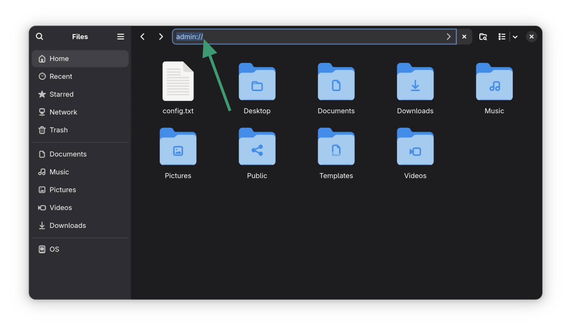 Access root folder as admin