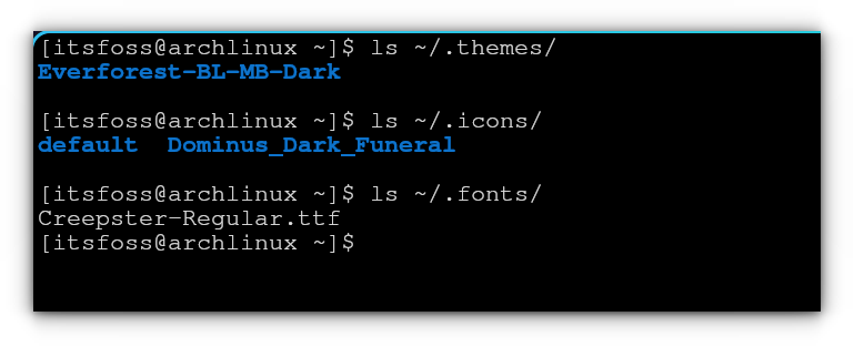 Themes, icons, and, fonts in required locations.
