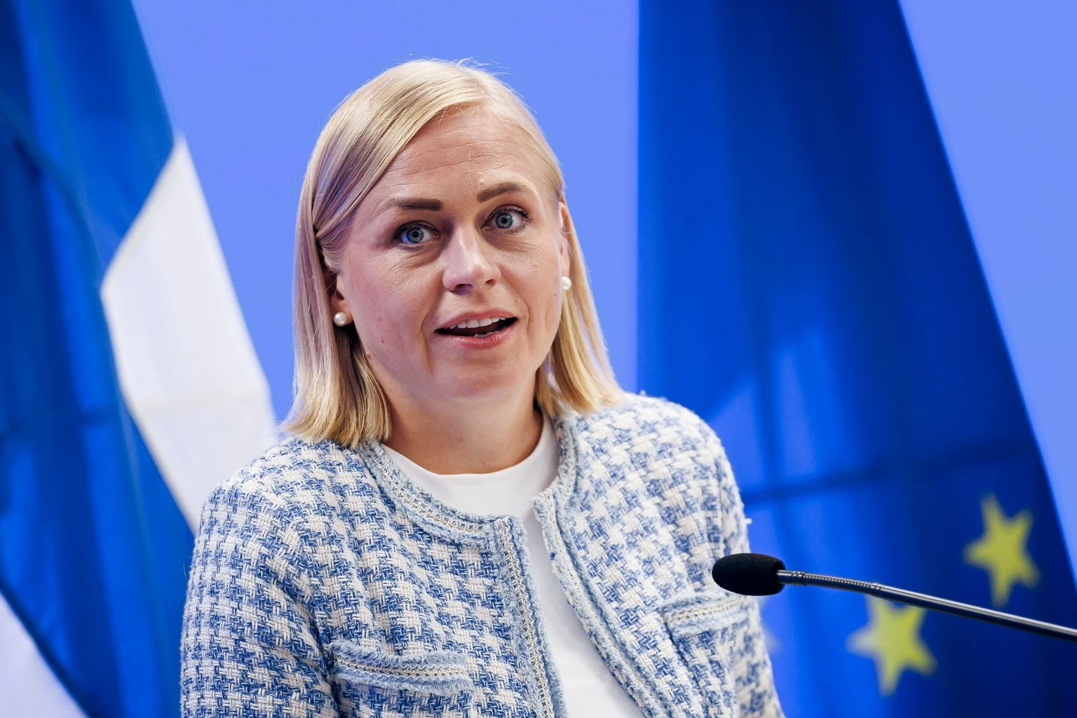 Elina Valtonen, Finnish foreign minister on July 15, 2026 in Helsinki, Finland. (Thomas Trutschel/Photothek via Getty Images)