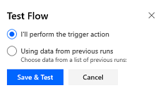 Select Test flow type Select Test flow type