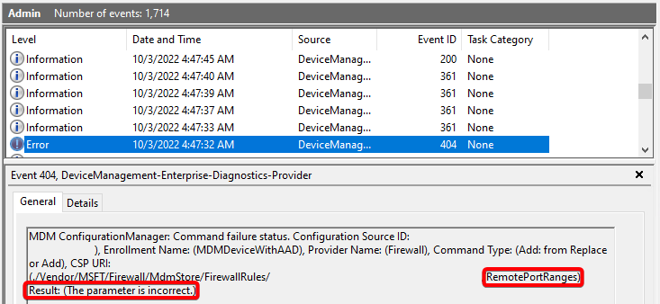 RemotePortRangesFailure