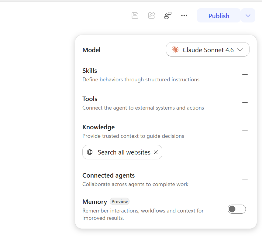 Work IQ (Preview) and workload-specific tools on the Add a tool page.