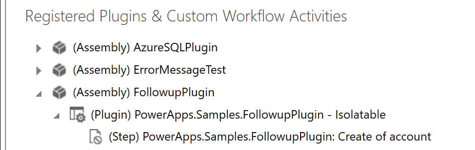 Registered plug-in and step Registered plug-in and step.