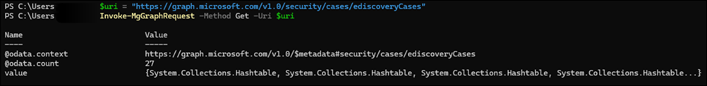 PowerShell example for URL output.