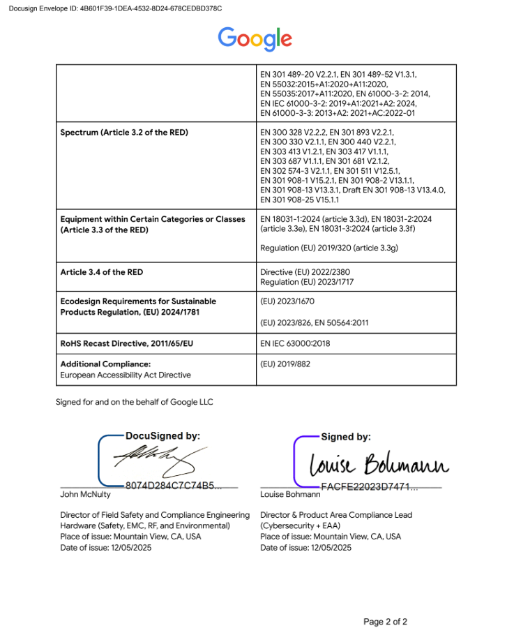 EU Declaration of Conformity page 1