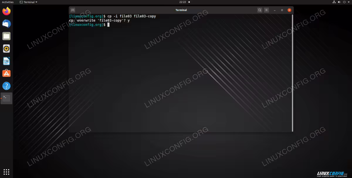 Using the -i option to copy files interactively