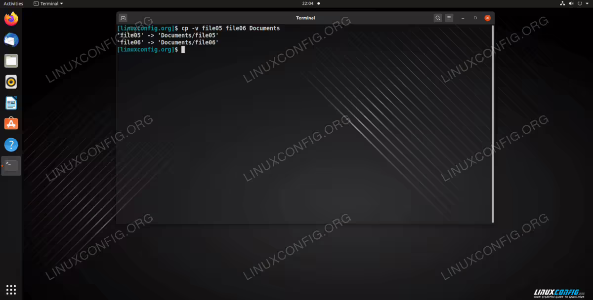 Using cp to copy multiple files into a directory