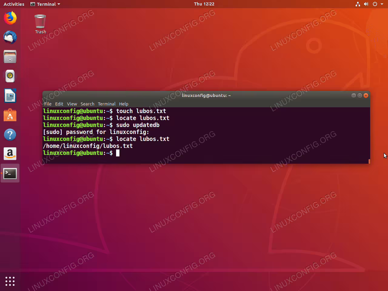 updatedb command usage example.