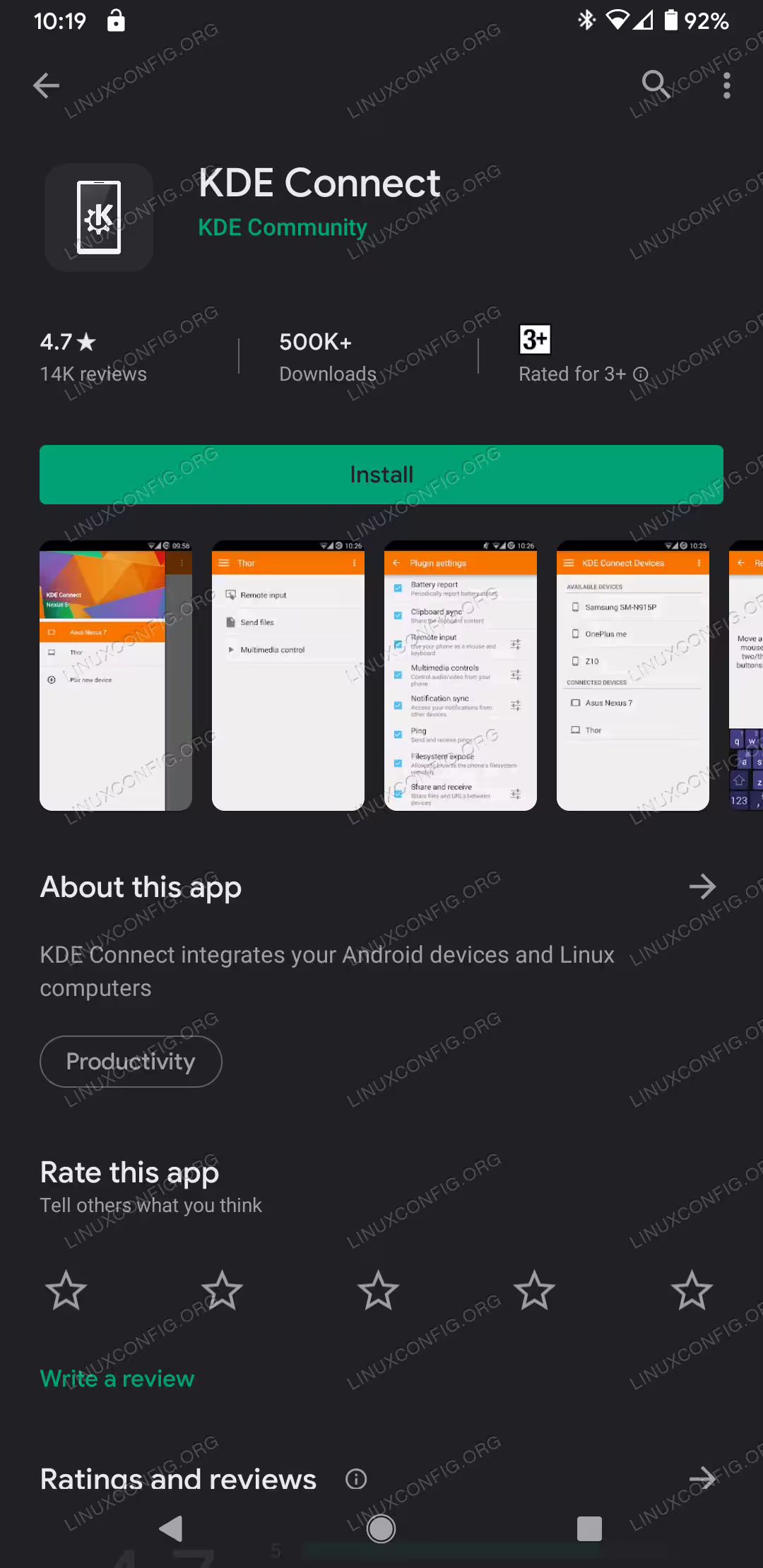 Install KDE connect application from the Google Play Store