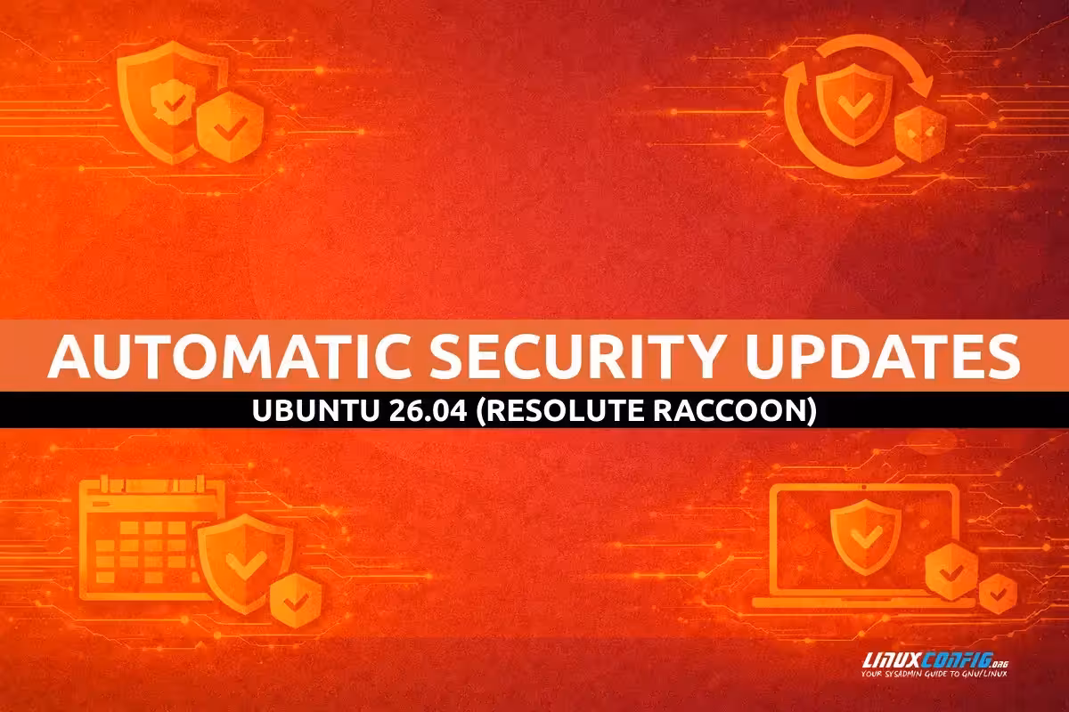 Abstract illustration representing automatic security updates and system protection on Ubuntu Linux with shield and update icons