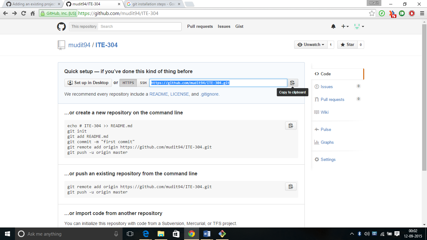 Copy GitHub URL