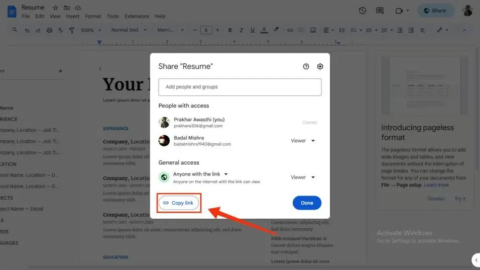 How to Share Google Docs