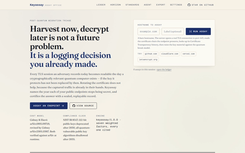 The Keyassay landing page