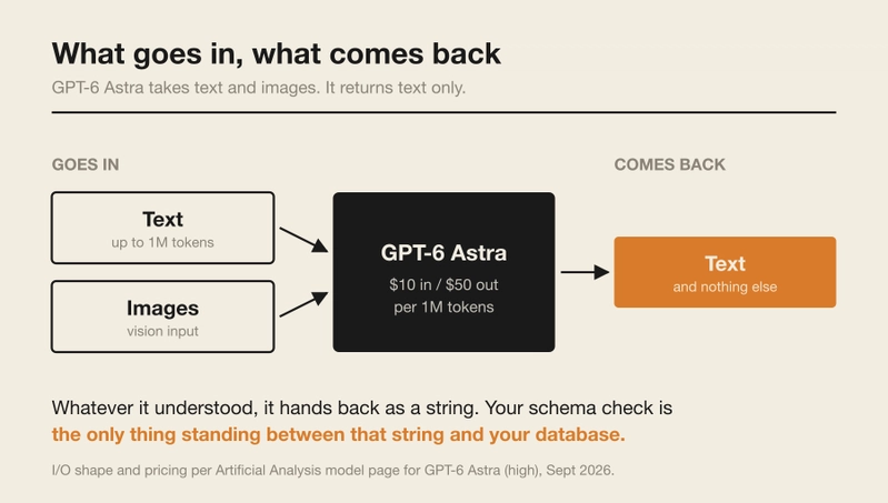 What GPT-6 Astra takes in and what it gives back